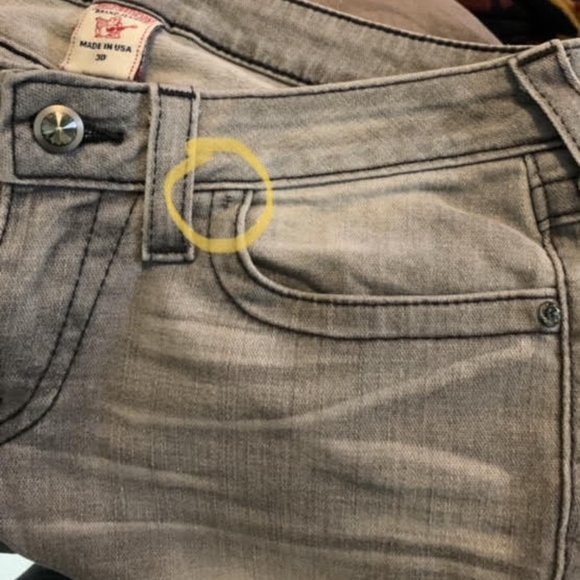 True Religion Skinny Grey Jeans, black stitch - Picture 7 of 9